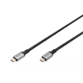Kabel połączeniowy DIGITUS USB 4. Typ C na Typ C. Obudowa aluminiowa, oplot PP 8Ka60Hz. PD3.0. 40 Gbit/s. 1 m. czarny