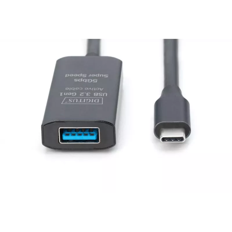DIGITUS Aktywny przedłużacz USB-C - 5G USB 3.2 Gen1 USB-C - USB-A (M/Ż) - 5m