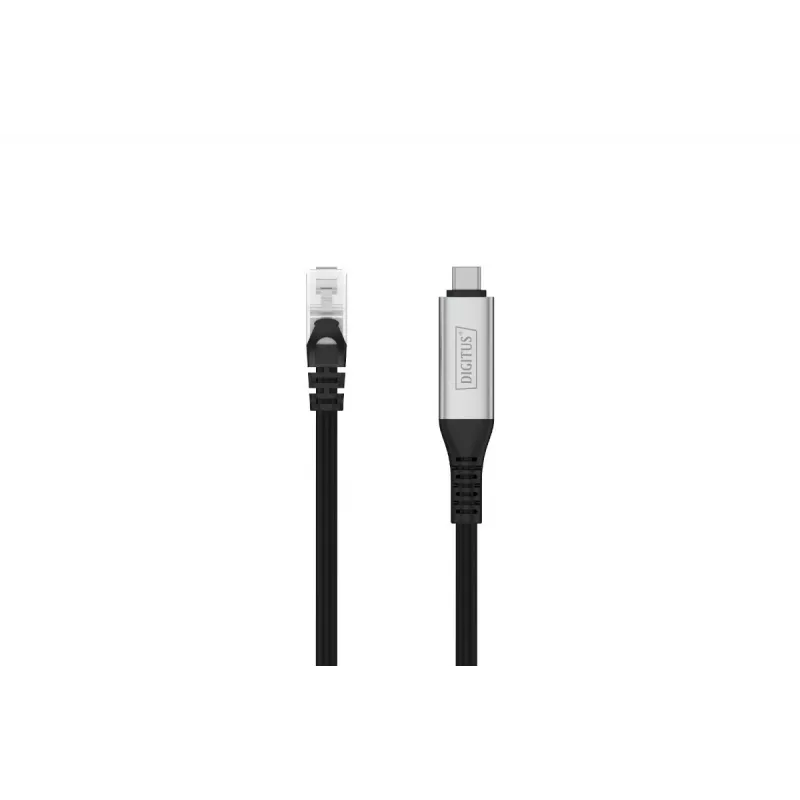 DIGITUS USB-C 3.2 Gen1 - RJ45 kabel Ethernet - CAT6a S/FTP Czarny - 10m