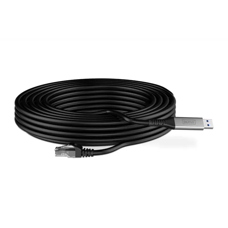 DIGITUS USB 3.2 Gen1 - RJ45 kabel Ethernet - CAT6a S/FTP Czarny - 10m