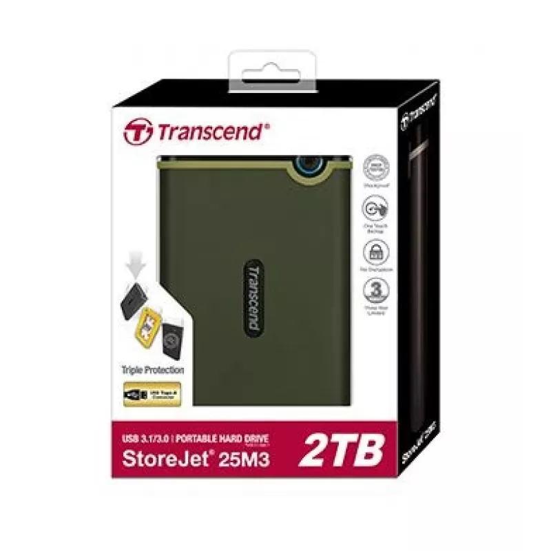 TRANSCEND Storejet 25m3 2 TB SATA 2,5 inch USB 3.0 Military zielony