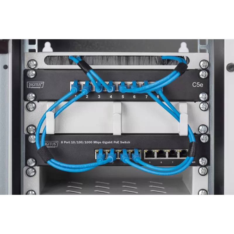 DIGITUS 8-portowy przełącznik Gigabit PoE 10 inch 8x10/100/1000Mbps RJ45 PoE 96W