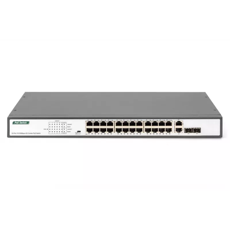 DIGITUS 24-portowy Fast Ethernet PoE Switch 2G Combo TP/SFP 390W