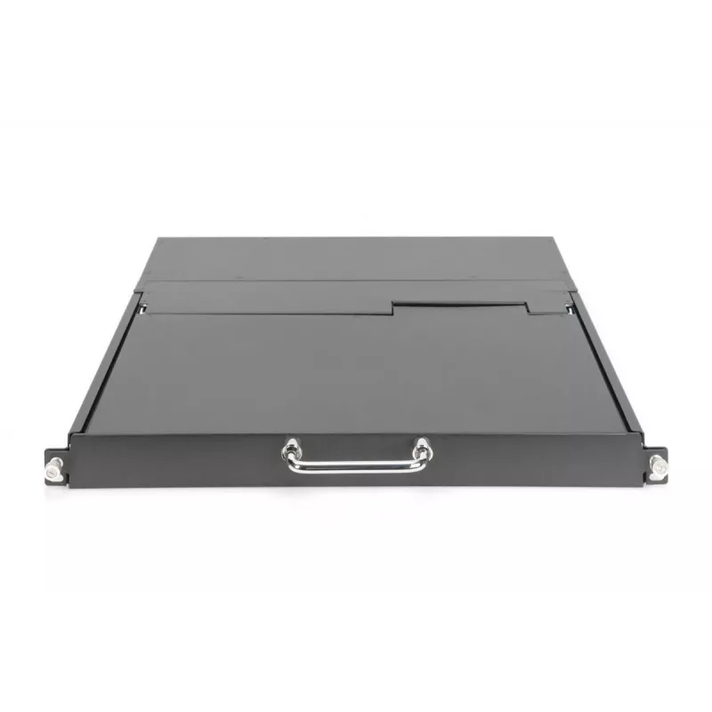 Modułowa konsola DIGITUS HD LCD TFT z 1-portowym KVM, RAL 9005 czarna - klawiatura GE
