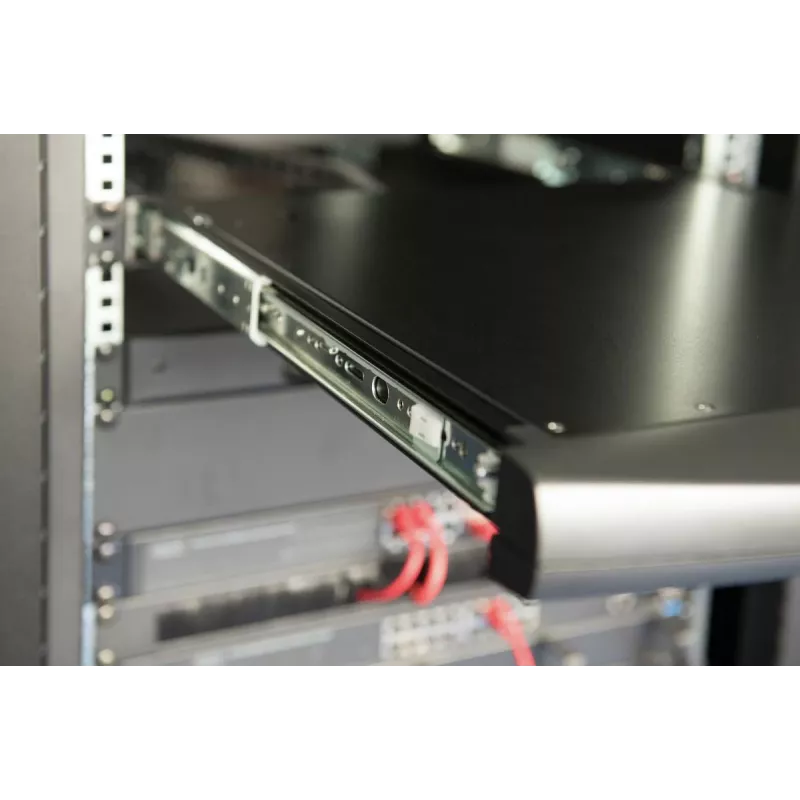 Modułowa konsola DIGITUS HD LCD TFT z 1-portowym KVM, RAL 9005 czarna - klawiatura GE