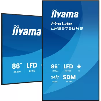 Ekran cyfrowego oznakowania iiyama 86 cali 4K UHD LCD Android 24/7