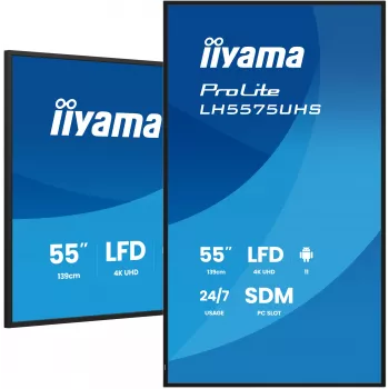iiyama LH5575UHS-B2AG Wyświetlacz reklamowy Cyfrowy panel płaski 138,7 cm (54,6 cala) LCD Wi-Fi 500 cd/m² 4K Ultra HD Czarny Wbudowany procesor Android 11 24/7