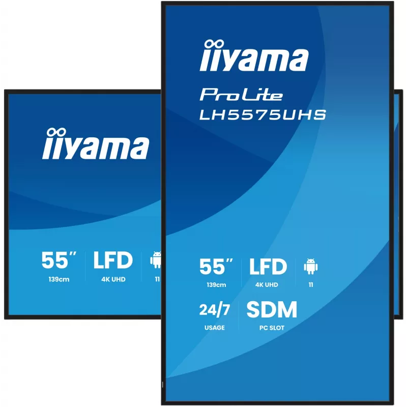 iiyama LH5575UHS-B2AG Wyświetlacz reklamowy Cyfrowy panel płaski 138,7 cm (54,6 cala) LCD Wi-Fi 500 cd/m² 4K Ultra HD Czarny Wbudowany procesor Android 11 24/7