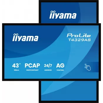Monitor komputerowy iiyama T4329AS-B1AG 108 cm (42,5 cala) 3840 x 2160 pikseli 4K Ultra HD LED Dotykowy Czarny