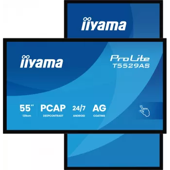 iiyama T5529AS-B1AG Wyświetlacz reklamowy Kiosk design 138,7 cm (54,6 cala) LED Wi-Fi 450 cd/m² 4K Ultra HD Czarny Dotykowy Wbudowany procesor Android 24/7