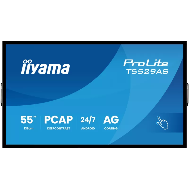 iiyama T5529AS-B1AG Wyświetlacz reklamowy Kiosk design 138,7 cm (54,6 cala) LED Wi-Fi 450 cd/m² 4K Ultra HD Czarny Dotykowy Wbudowany procesor Android 24/7
