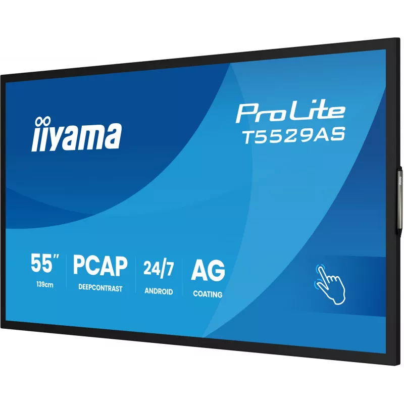 iiyama T5529AS-B1AG Wyświetlacz reklamowy Kiosk design 138,7 cm (54,6 cala) LED Wi-Fi 450 cd/m² 4K Ultra HD Czarny Dotykowy Wbudowany procesor Android 24/7