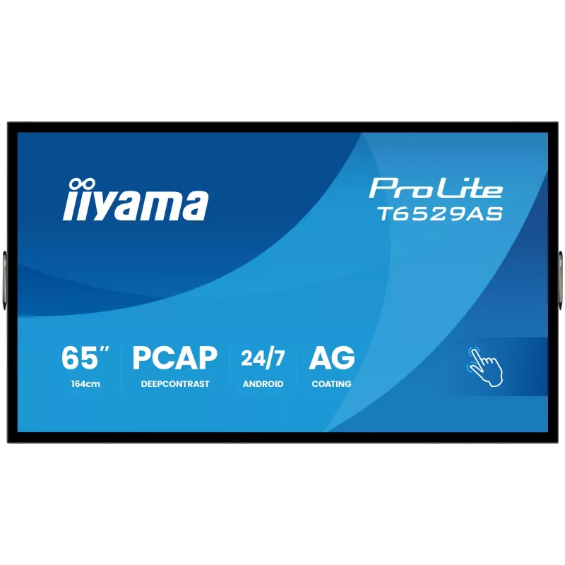 iiyama T6529AS-B1AG Wyświetlacz reklamowy Kiosk design 163.8 cm (64.5 cala) LED Wi-Fi 420 cd/m² 4K Ultra HD Czarny Dotykowy Wbudowany procesor Android 24/7