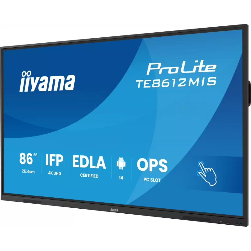 iiyama TE8612MIS-B4AG Wyświetlacz reklamowy Kiosk design 2.17 m (85.6 cala) LCD Wi-Fi 400 cd/m² 4K Ultra HD Czarny Dotykowy Wbudowany procesor Android 24/7