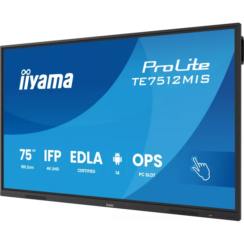 iiyama TE7512MIS-B4AG Wyświetlacz reklamowy Kiosk design 190,5 cm (75 cali) LCD Wi-Fi 400 cd/m² 4K Ultra HD Czarny Ekran dotykowy Wbudowany procesor Android 24/7