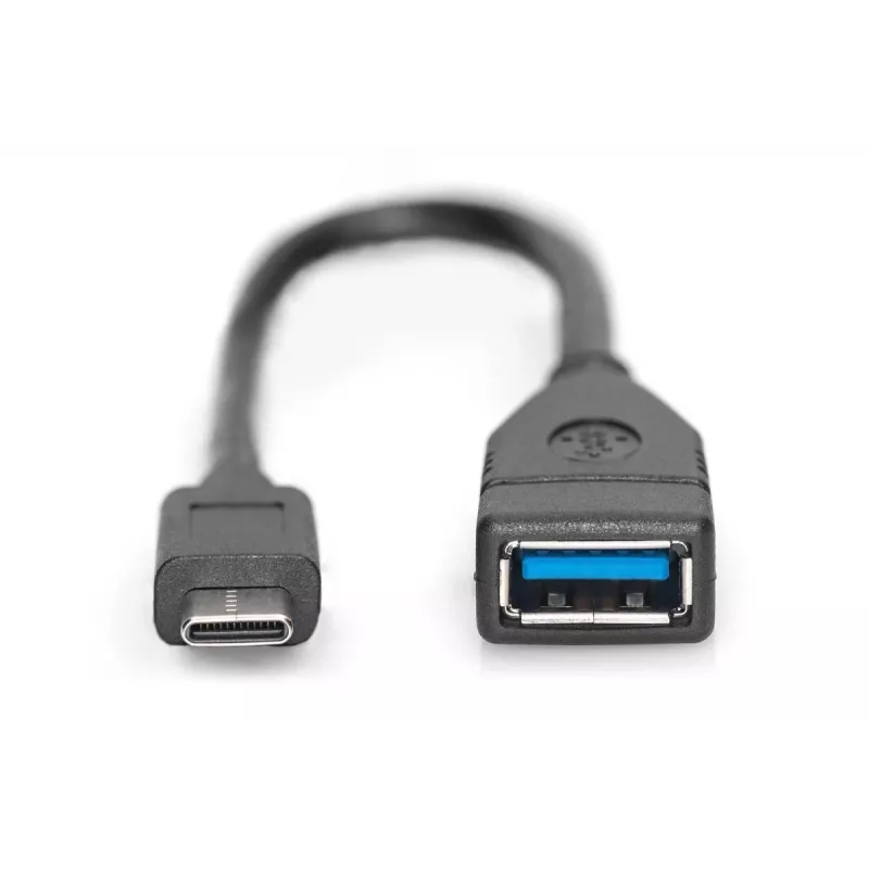 Przewód adaptera DIGITUS USB Type-C, OTG, typ C - A M/F, 15 cm Super Speed Czarny