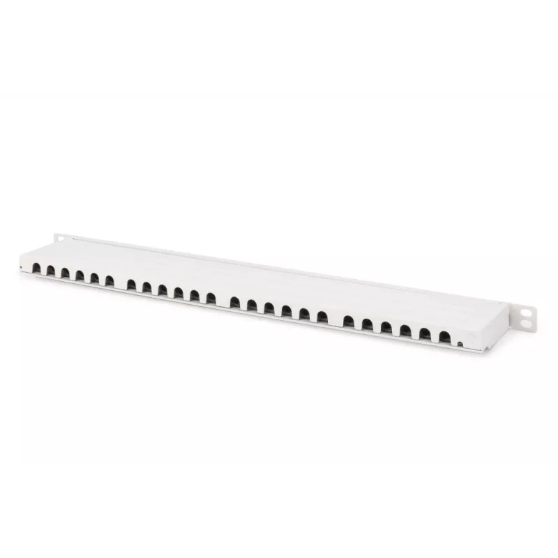 Panel krosowy DIGITUS CAT6A EA ekranowany, 24-portowy RJ45 z osłonami przeciwpyłowymi, 8P8C, 0,5U, szary RAL 7035