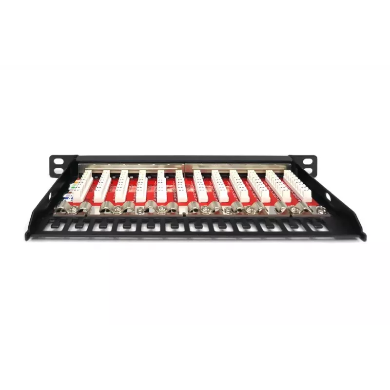 DIGITUS CAT6A Patch Panel, shielded,12-Port 1/2U, 10in rack mount, Czarny RAL 9005