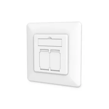 Gniazdo sieciowe DIGITUS CAT6A klasa EA, ekranowane 2x RJ45, LSA, czysta biel, montaż podtynkowy, 8 kierunków