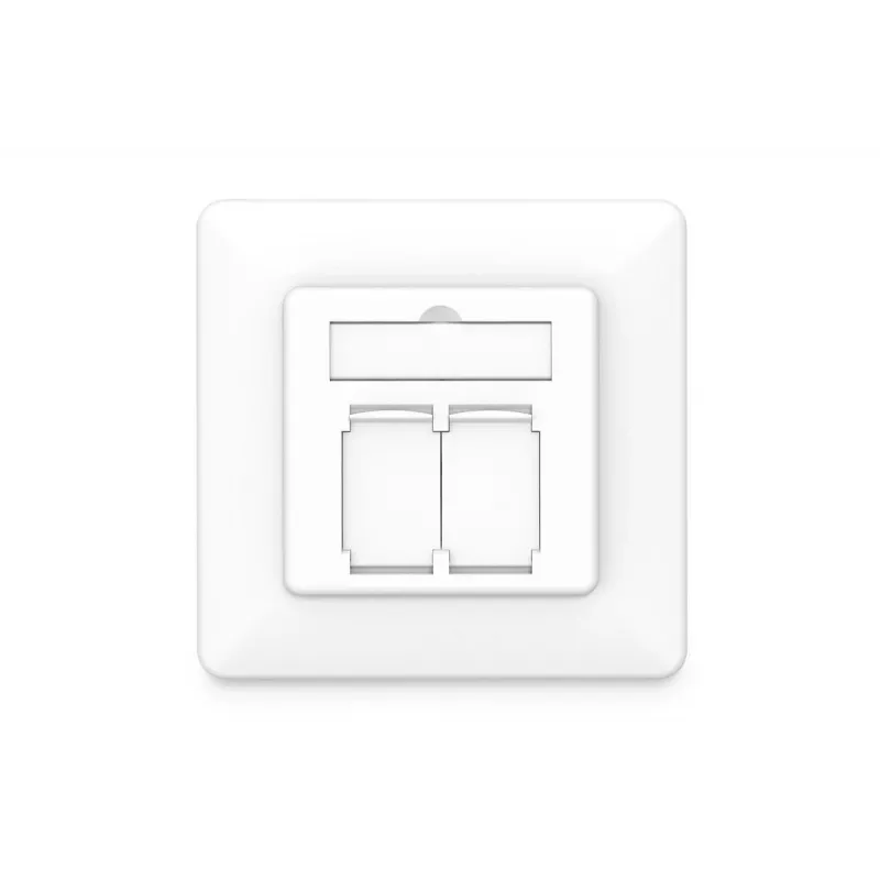 Gniazdo sieciowe DIGITUS CAT6A klasa EA, ekranowane 2x RJ45, LSA, czysta biel, montaż podtynkowy, 8 kierunków