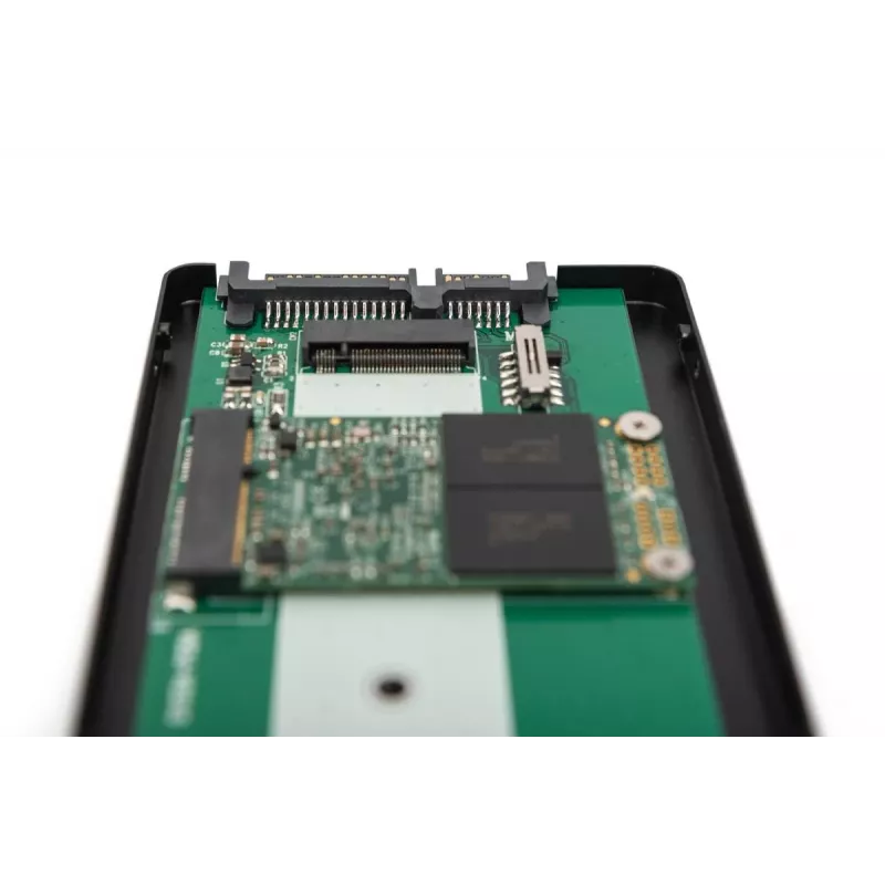 DIGITUS HDD Enclosure 2.5in SATA - M.2 lub mSATA SATA 3 6 Gbit/s, prędkość zapisu do 520 MB/s