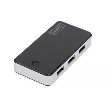 DIGITUS Hub USB 4-porty USB 3.0 Zewnętrzny Czarny Wykończenie Pianino