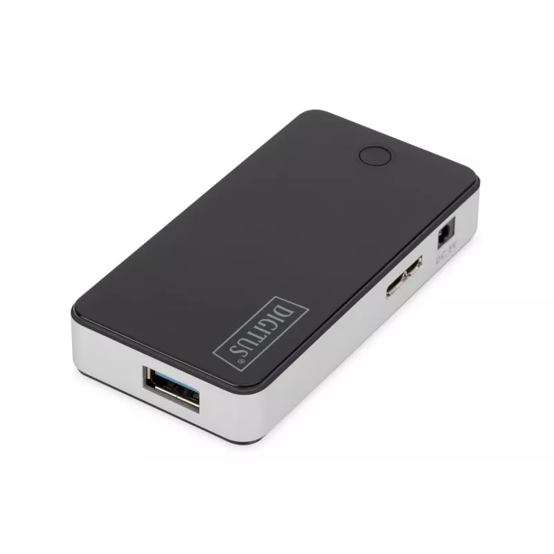 DIGITUS Hub USB 4-porty USB 3.0 Zewnętrzny Czarny Wykończenie Pianino