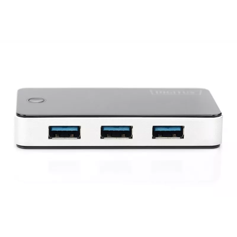 DIGITUS Hub USB 4-porty USB 3.0 Zewnętrzny Czarny Wykończenie Pianino