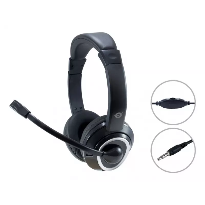 Conceptronic POLONA02B słuchawki/zestaw słuchawkowy Przewodowy Nagłowny Gaming Czarny