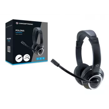 Conceptronic POLONA02BA słuchawki/zestaw słuchawkowy Przewodowy Nagłowny Gaming Czarny