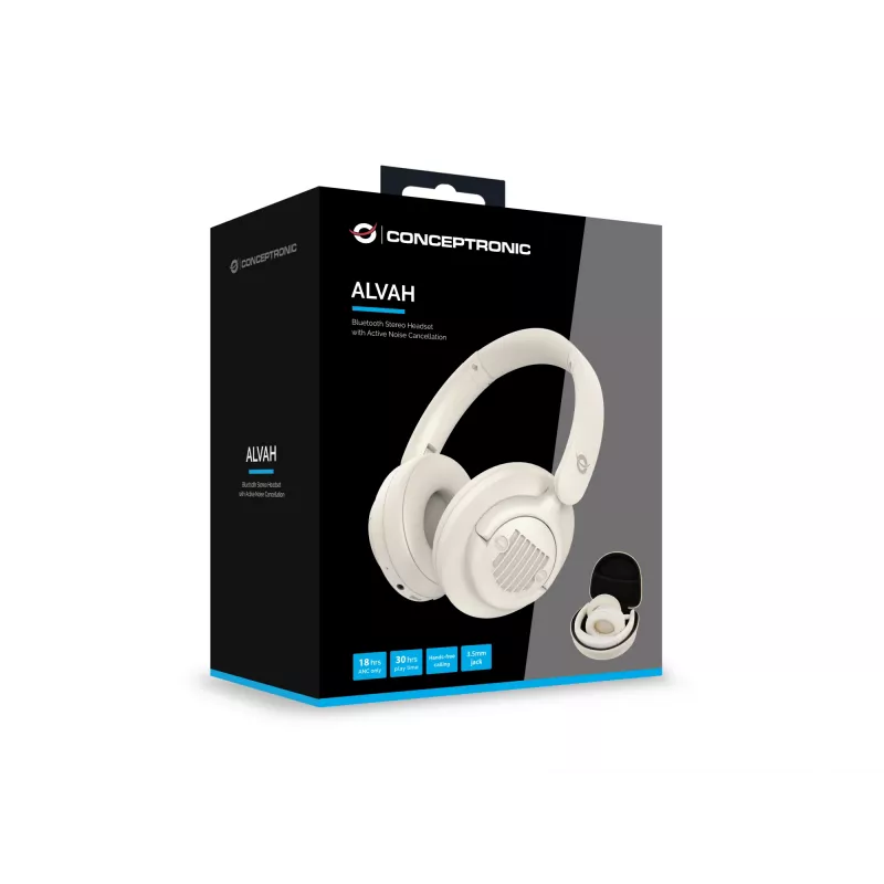 Conceptronic ALVAH02C Bluetooth Stereo Headset with Active Noise Cancellation