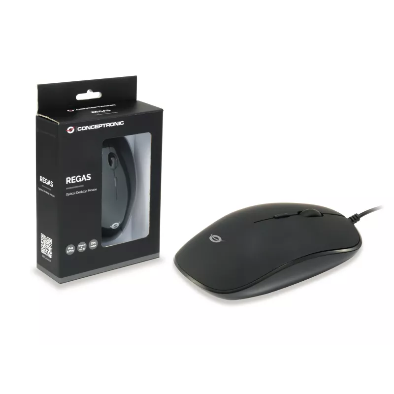 Conceptronic REGAS01B mysz biurowa symetryczna USB Type-A optyczna 1200 DPI