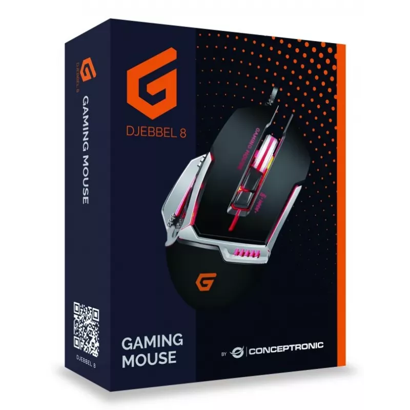 Conceptronic DJEBBEL 8, mysz gamingowa USB, 8 programowalnych przycisków, 4000 DPI