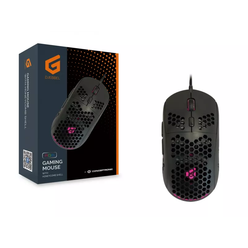 Conceptronic DJEBBEL 6D mysz gamingowa z obudową o strukturze plastra miodu, 6400 DPI