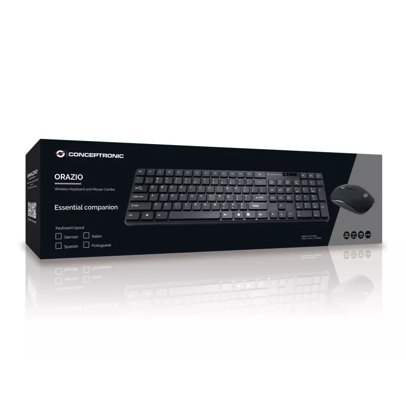 Conceptronic ORAZIO01DE klawiatura Mysz w zestawie Dom RF Bezprzewodowa QWERTZ Niemiecki Czarny