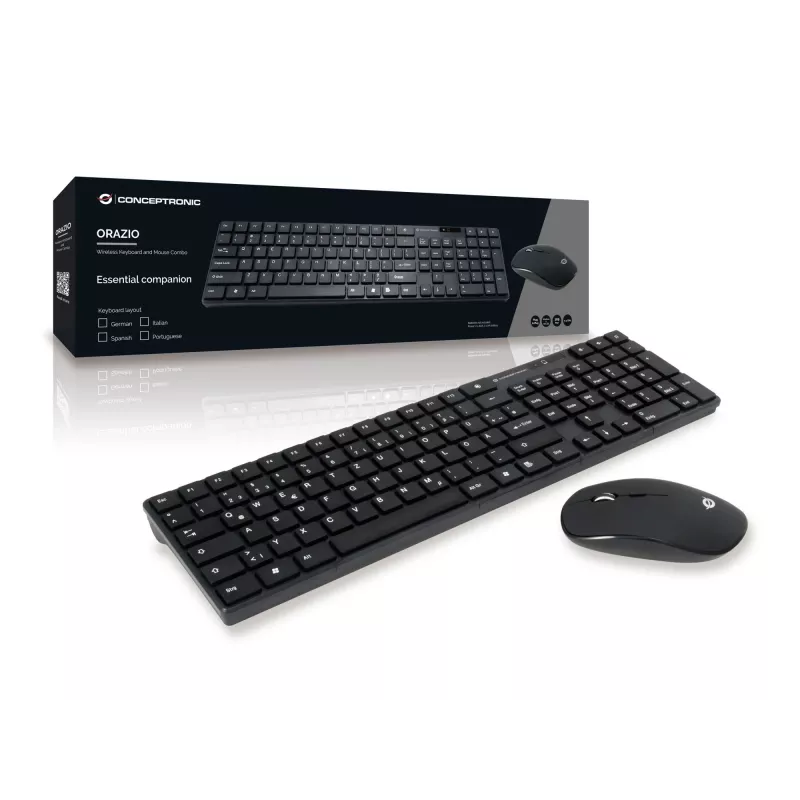 Conceptronic ORAZIO01DE klawiatura Mysz w zestawie Dom RF Bezprzewodowa QWERTZ Niemiecki Czarny