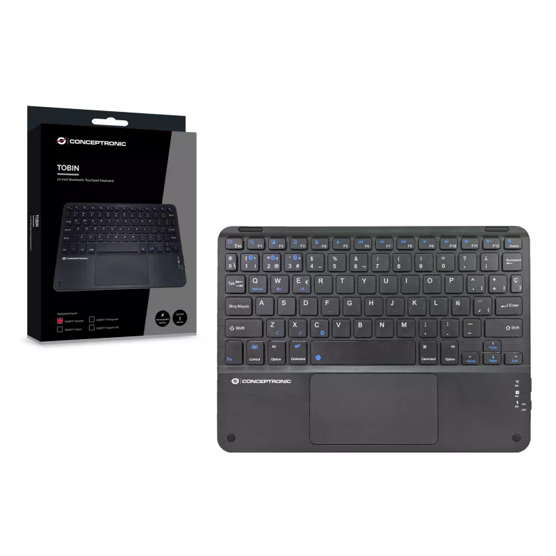 Conceptronic TOBIN01BES 10-calowa klawiatura Bluetooth z touchpadem, QWERTY hiszpańska