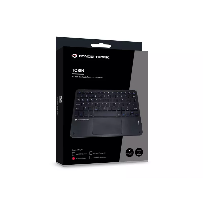 Conceptronic TOBIN01BIT 10-calowa klawiatura Bluetooth z touchpadem, QWERTY włoski
