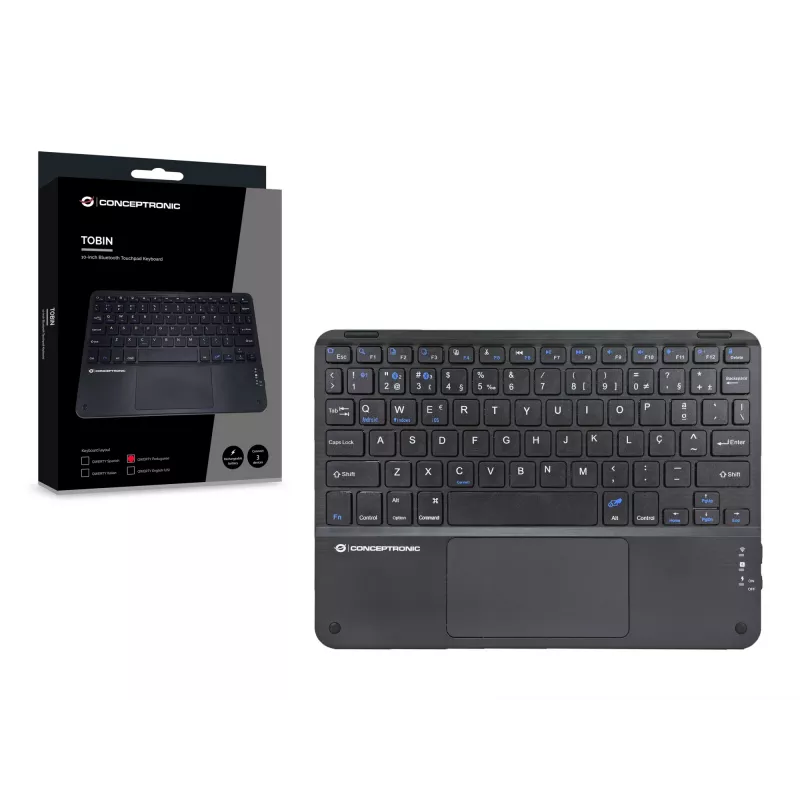 Conceptronic TOBIN01BPT 10-calowa klawiatura Bluetooth z touchpadem, QWERTY portugalski