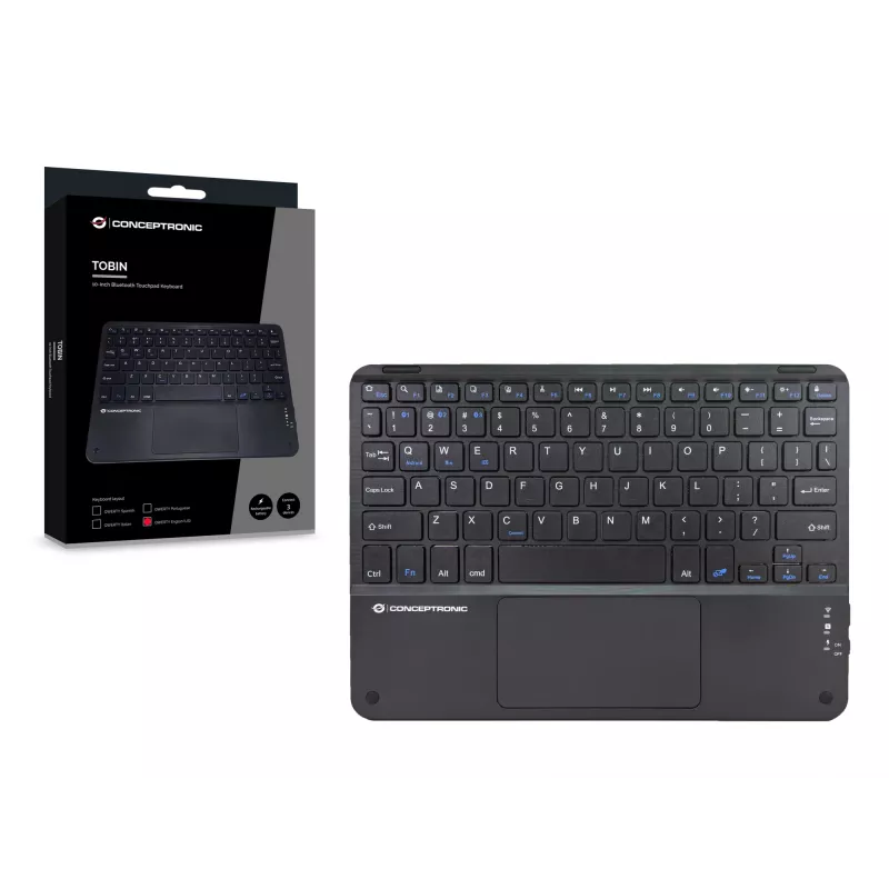 Conceptronic TOBIN01BUS 10-calowa klawiatura Bluetooth z touchpadem, QWERTY EN (US)