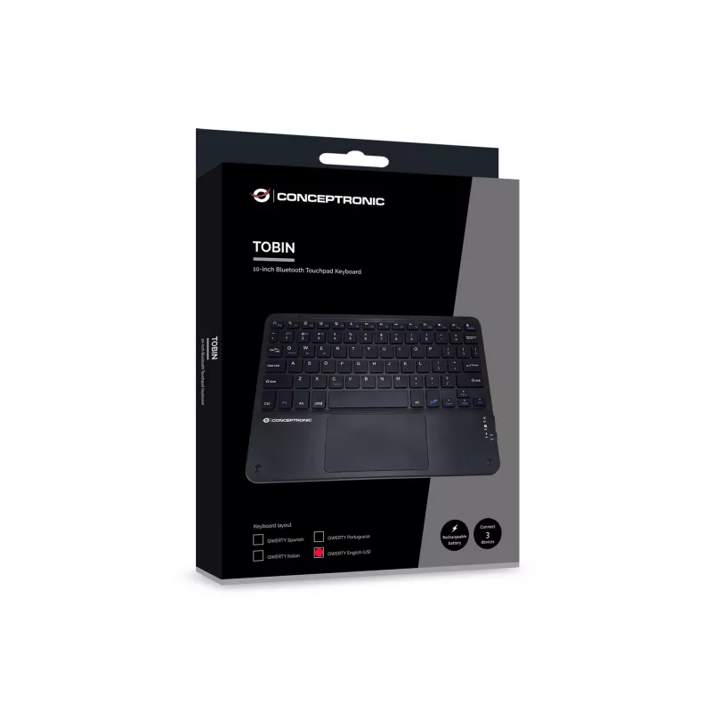 Conceptronic TOBIN01BUS 10-calowa klawiatura Bluetooth z touchpadem, QWERTY EN (US)