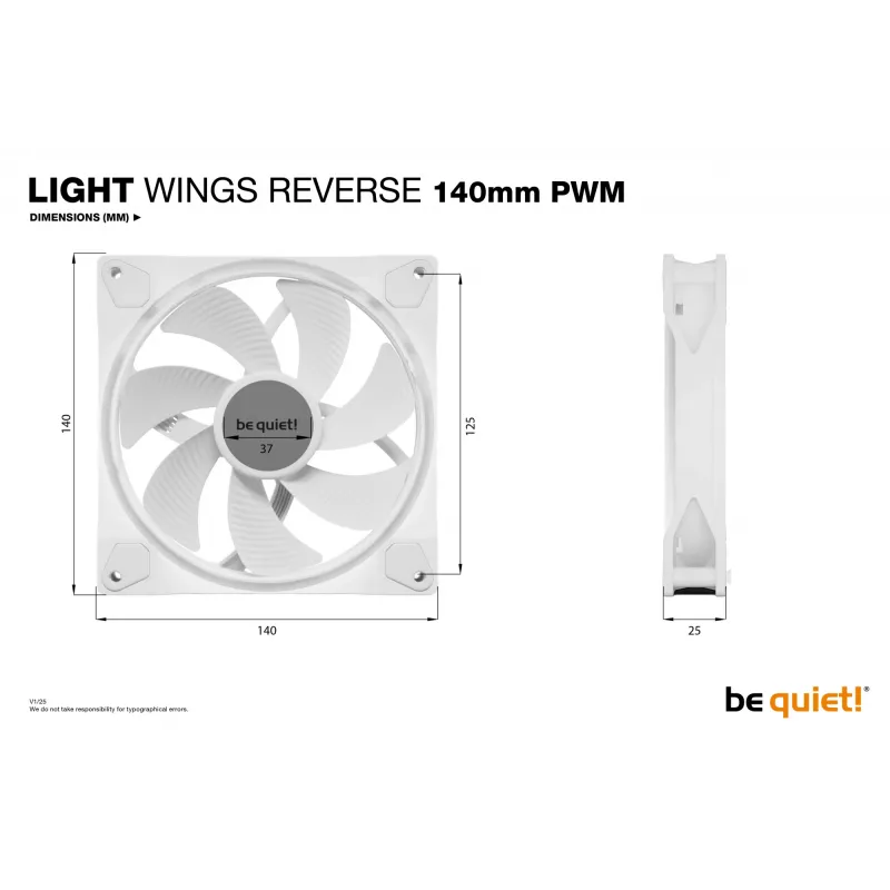be quiet Light Wings 140 mm PWM Reverse biały Wentylator do obudowy komputera 14 cm 1 szt.