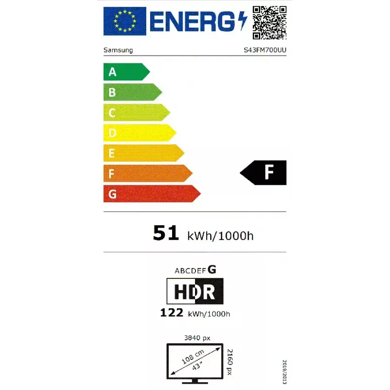 Monitor komputerowy Samsung M7 M70F 109,2 cm (43 cale) 3840 x 2160 pikseli 4K Ultra HD LCD Czarny