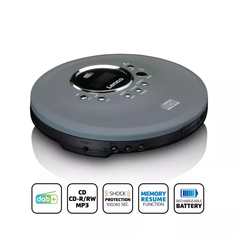 Osobisty odtwarzacz CD Lenco CD-400GY Antracyt Odtwarzanie MP3 Odporny na wstrząsy 40s