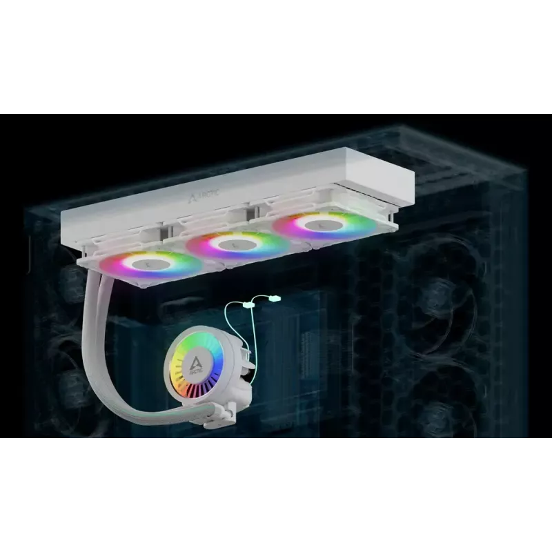 Zestaw chłodzenia cieczą CPU All-in-one Arctic Liquid Freezer III Pro 420 A-RGB (Biały) — wentylatory 140 mm, wielogniazdowy LGA1700/AM4/AM5
