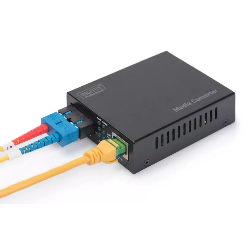 Konwerter mediów DIGITUS, wielomodowy 10/100/1000Base-T na 1000Base-SX, z zasilaczem, złącze SC, do 0,5 km