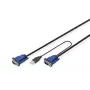 DIGITUS KVM Cable-Set, VGA, PS/2-Mysz, PS/2-Klawiatura, USB HD DB15/M, 2xMiniDIN6/M, USB typeA/M - HD DB15/M czarny, 1,8 m