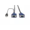 DIGITUS KVM Cable-Set, VGA, PS/2-Mysz, PS/2-Klawiatura, USB HD DB15/M, 2xMiniDIN6/M, USB typeA/M - HD DB15/M czarny, 1,8 m