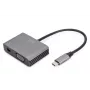 DIGITUS USB-C - mini DP + adapter VGA, 20 cm 4K/30 Hz, srebrny, obudowa aluminiowa