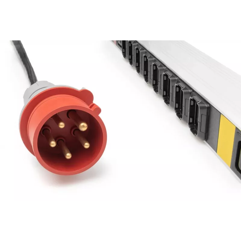 DIGITUS IT BASIC PDU. 3PH. 16A. 24 x C13. 3 x C19 Pionowa. Kabel 3m. Wtyk IEC309 3Ph-16A